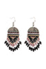 GEOMETRIC SEED BEADS FRINGE DANGLE HOOK EARRINGS