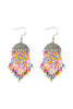 GEOMETRIC SEED BEADS FRINGE DANGLE HOOK EARRINGS