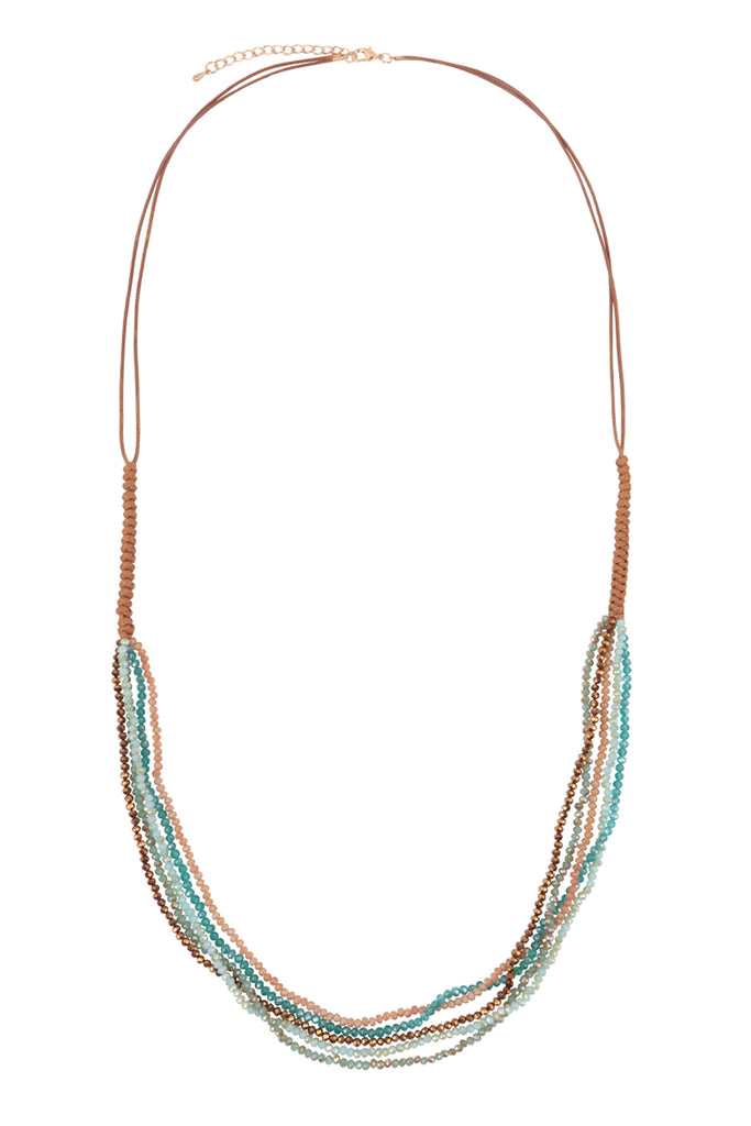 MULTI STRAND BEADS LEATHER CORD NECKLACE