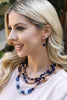 3 LINE LAYERED NATURAL STONE, MIX BEADS NECKLACE AND EARRINGS SET