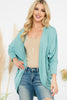 Solid Dolman Sleeve Open Cardigan with Side Pocket