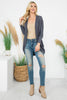 Solid Dolman Sleeve Open Cardigan with Side Pocket