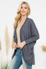 Solid Dolman Sleeve Open Cardigan with Side Pocket