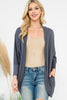 Solid Dolman Sleeve Open Cardigan with Side Pocket