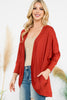 Solid Dolman Sleeve Open Cardigan with Side Pocket