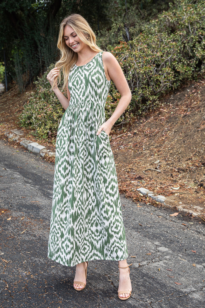 AZTEC SLEEVELESS MAXI DRESS