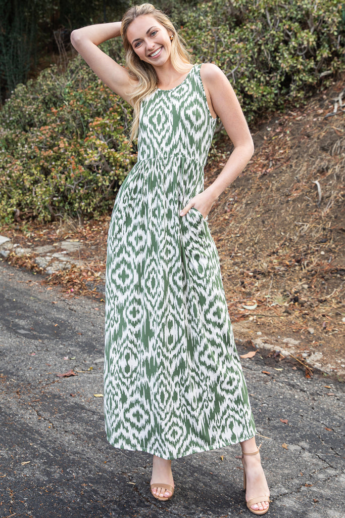 AZTEC SLEEVELESS MAXI DRESS