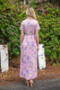 SHORT SLEEVE FLORAL ELASTIC WAIST MAXI DRESS