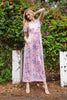 SHORT SLEEVE FLORAL ELASTIC WAIST MAXI DRESS