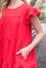 SWISS DOT RUFFLE SLEEVE TIERED DRESS