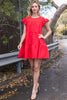 SWISS DOT RUFFLE SLEEVE TIERED DRESS