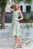 SWISS DOT RUFFLE CAP SLEEVE TIERED DRESS