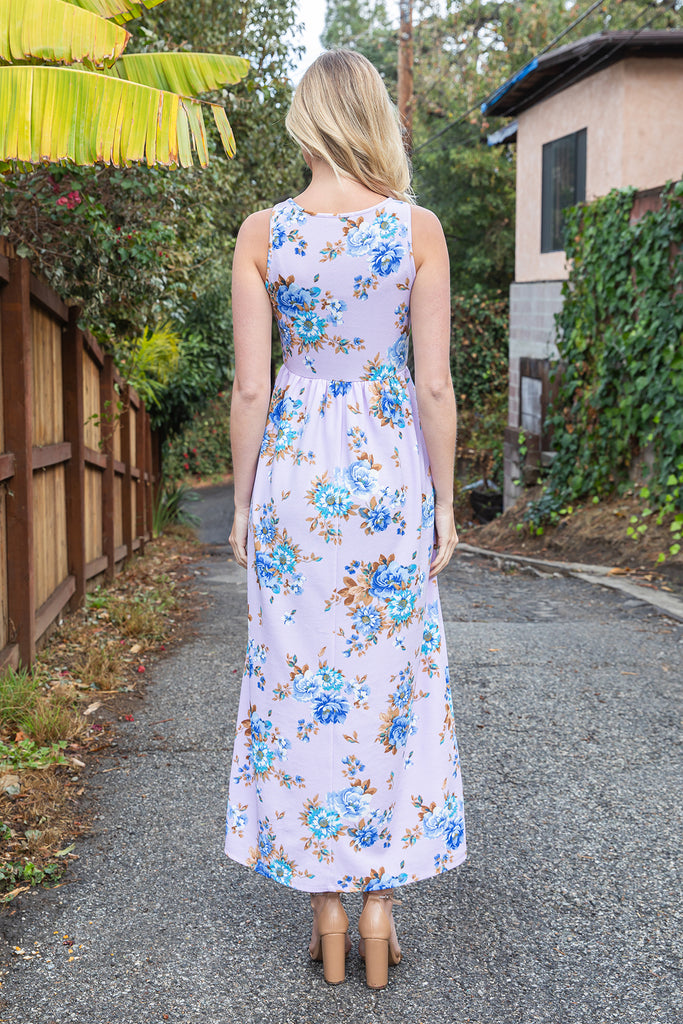 FLORAL SLEEVELESS MAXI DRESS