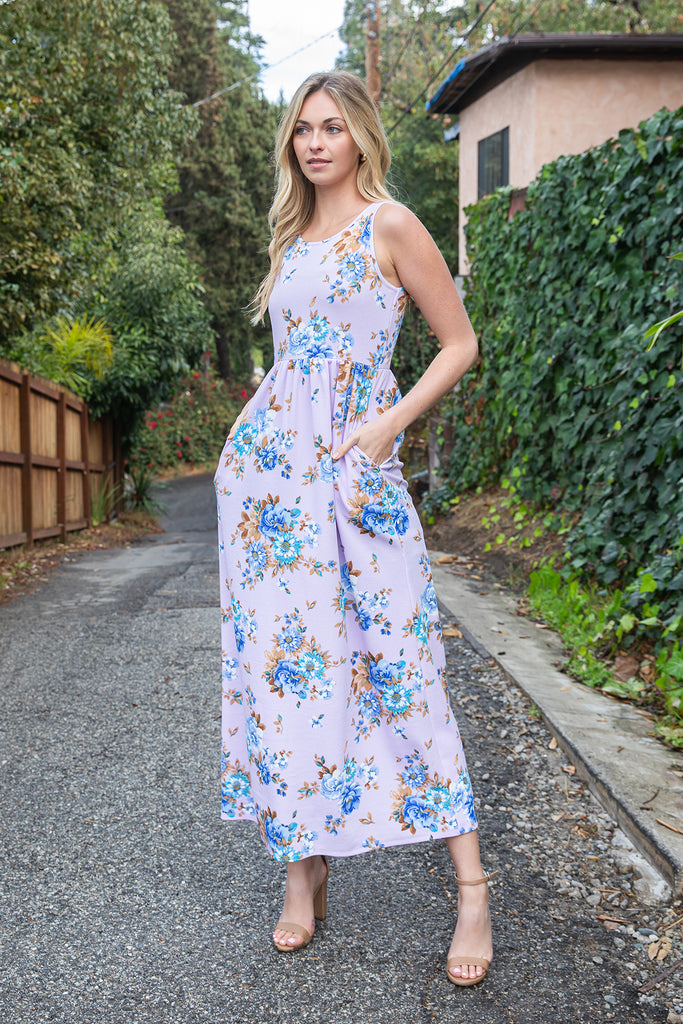 FLORAL SLEEVELESS MAXI DRESS