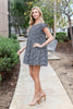 PEBBLE RUFFLE SLEEVE TIERED MINI DRESS