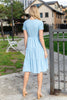 SHORT SLEEVE SOLID TIERED DRESS