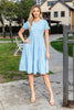 SHORT SLEEVE SOLID TIERED DRESS