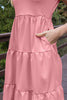 SHORT SLEEVE SOLID TIERED DRESS