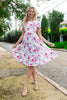 FLORAL SHORT SLEEVE A-LINE TIERED DRESS