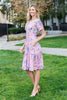 SHORT SLEEVE FLORAL KNEE LENGTH TIERED DRESS