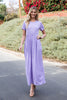 SHORT SLEEVE DITSY FLORAL ELASTIC WAIST MAXI DRESS