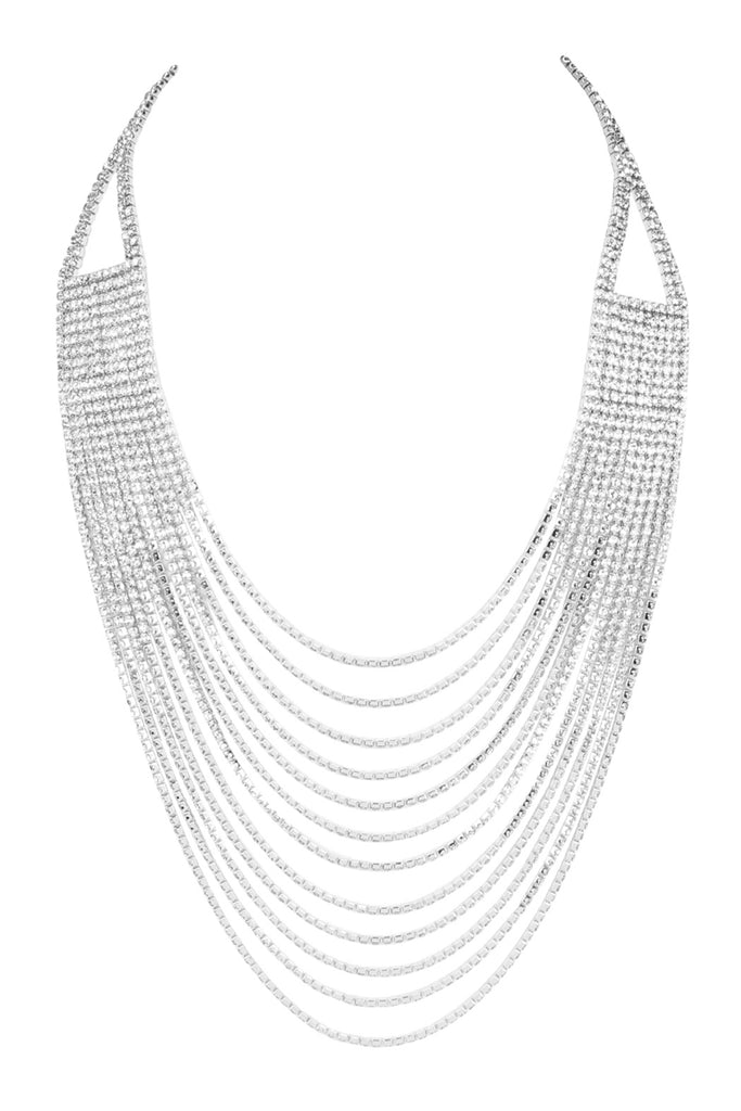 RHINESTONE 12 ROW LAYERED NECKLACE