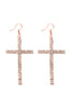 25839 - CROSS RHINESTONE FISH HOOK EARRINGS