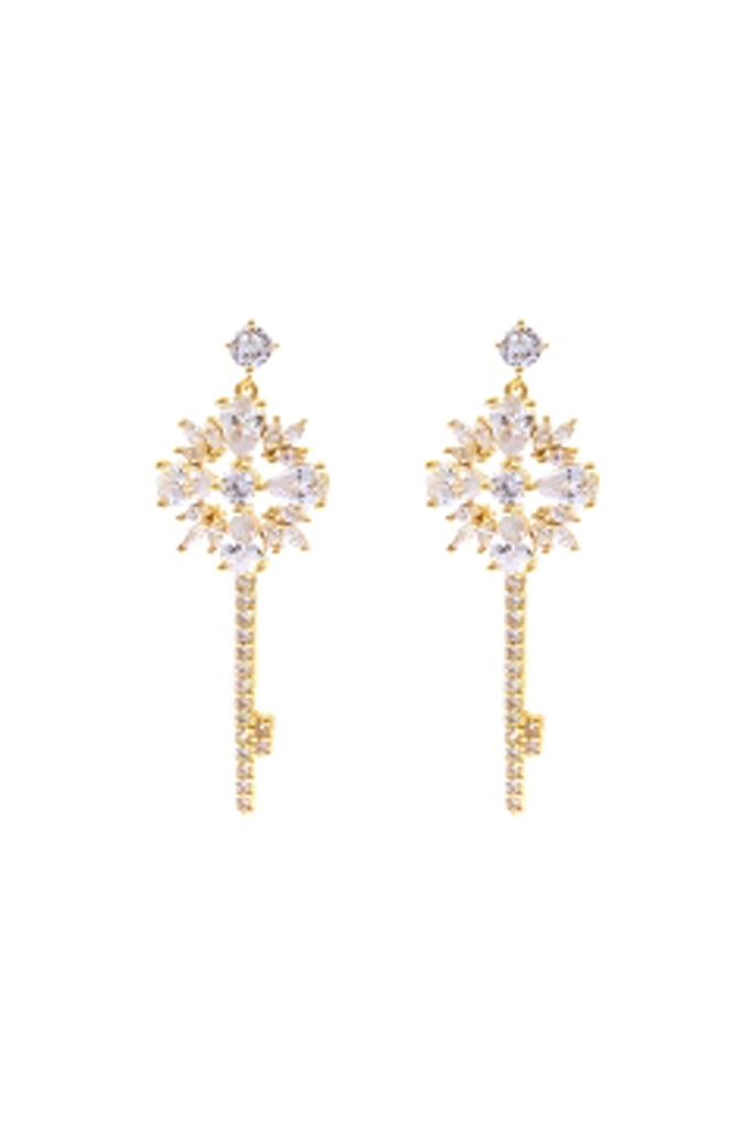 26788 - CUBIC ZIRCONIA KEY DANGLING EARRINGS