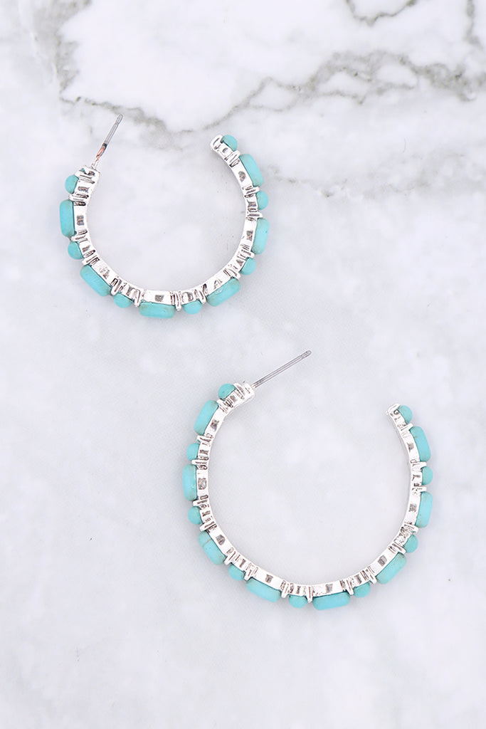 PAVE STONE HOOP EARRINGS