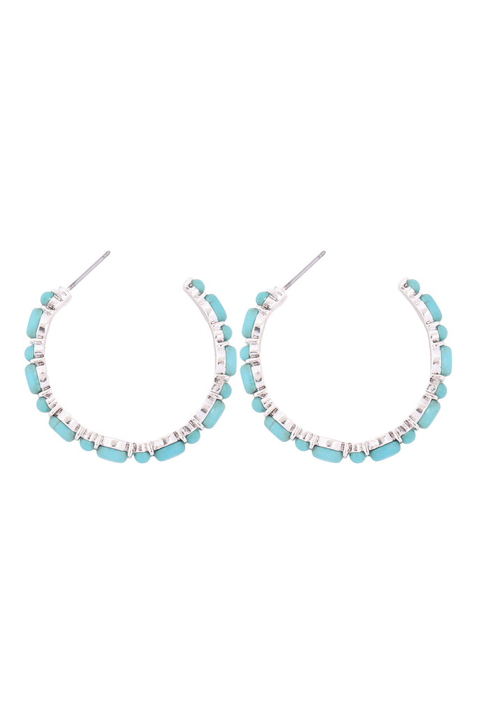 PAVE STONE HOOP EARRINGS