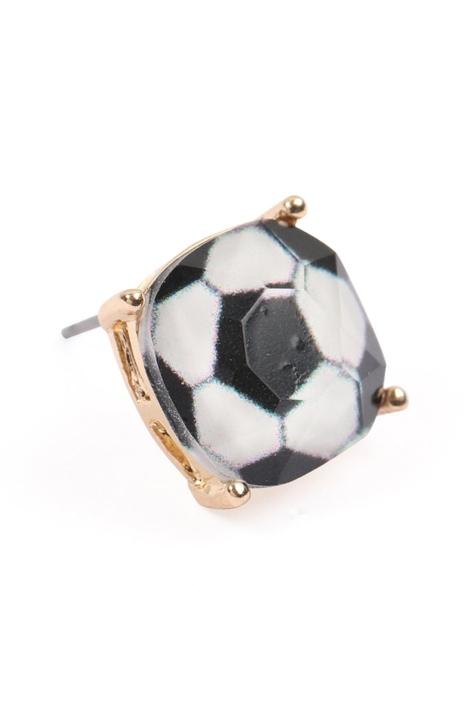 27054 - SPORTS CUSHION CUT SOCCER STUD EARRINGS