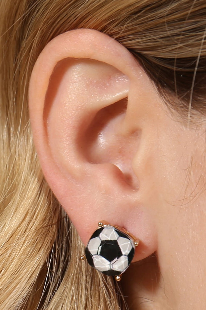 27054 - SPORTS CUSHION CUT SOCCER STUD EARRINGS