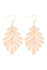 B6E7057 - LEAF SHAPED BRASS METAL HOOK EARRINGS