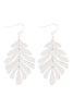 B6E7057 - LEAF SHAPED BRASS METAL HOOK EARRINGS