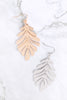 B6E7057 - LEAF SHAPED BRASS METAL HOOK EARRINGS