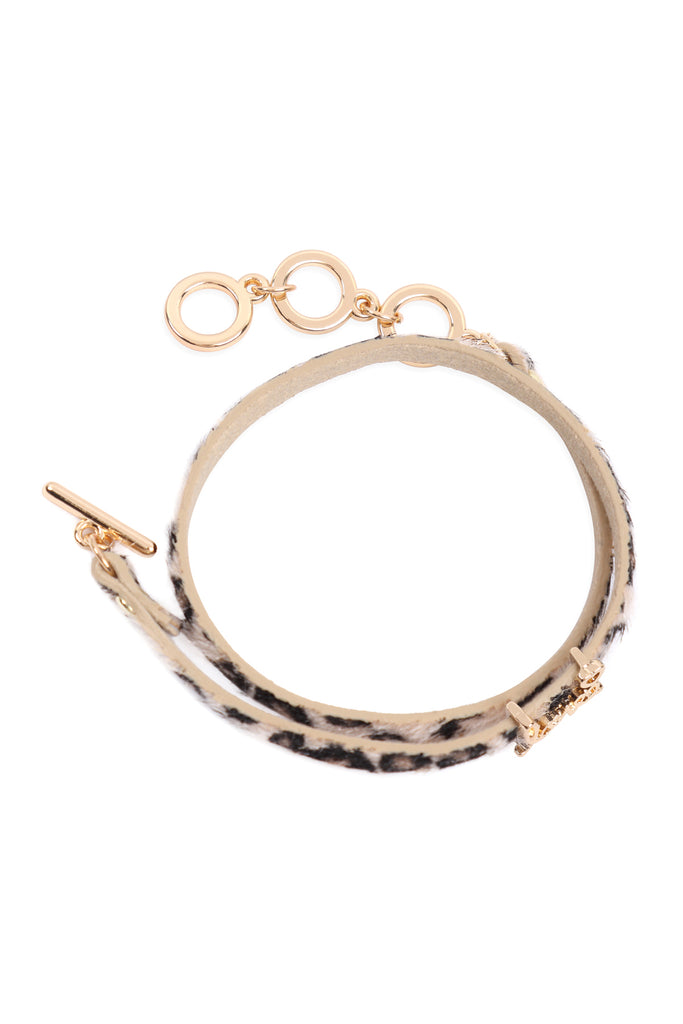 CBA091LO - "LOVE" ANIMAL SKIN WRAP BRACELET