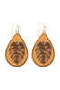 WOOD LASERCUT FISH HOOK TEARDROP EARRINGS