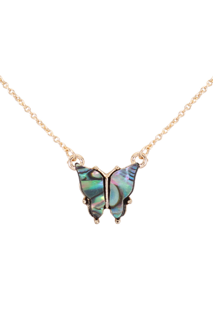 NATURAL MOP BUTTERFLY PENDANT NECKLACE