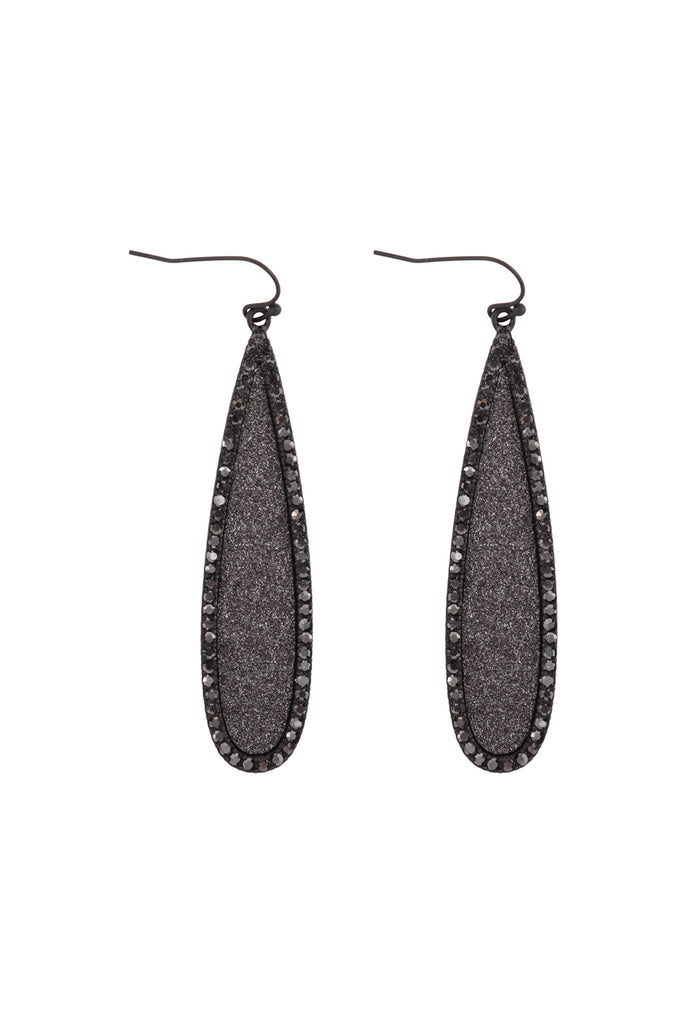 LONG TEARDROP GLITTER WITH PAVE EARRINGS