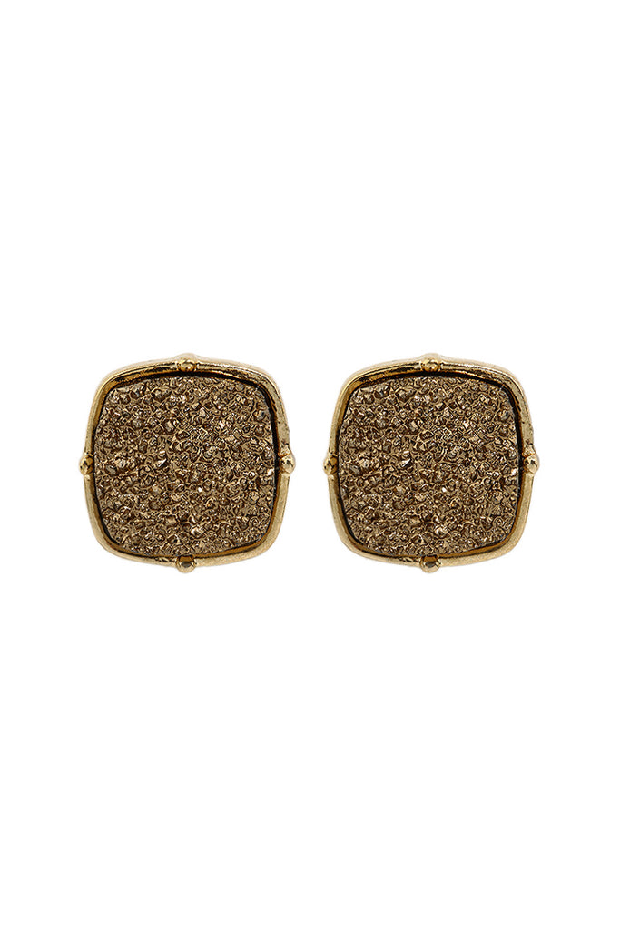 FE1919 - DRUZY POST SQUARE EARRINGS