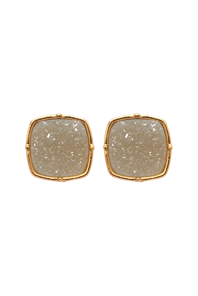 FE1919 - DRUZY POST SQUARE EARRINGS