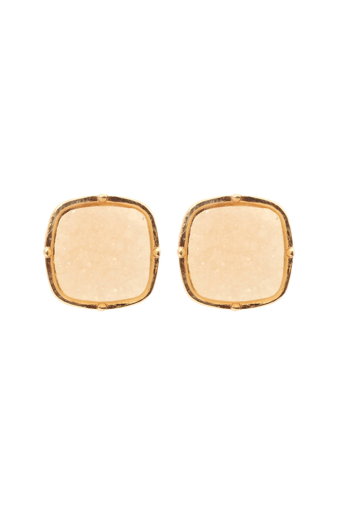 FE1919 - DRUZY POST SQUARE EARRINGS