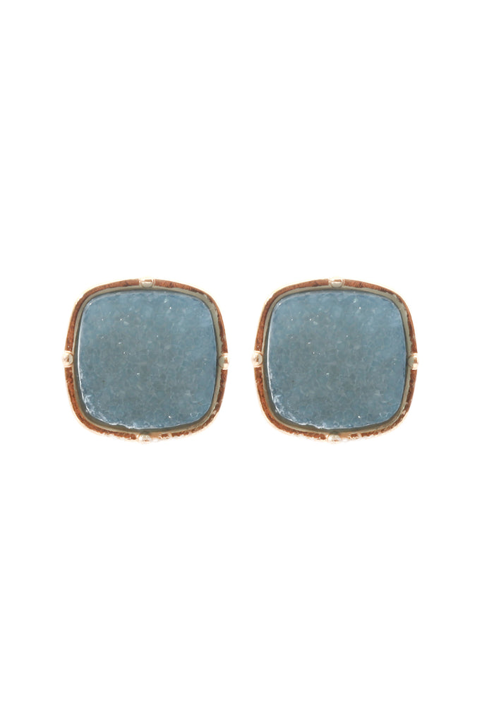 FE1919 - DRUZY POST SQUARE EARRINGS