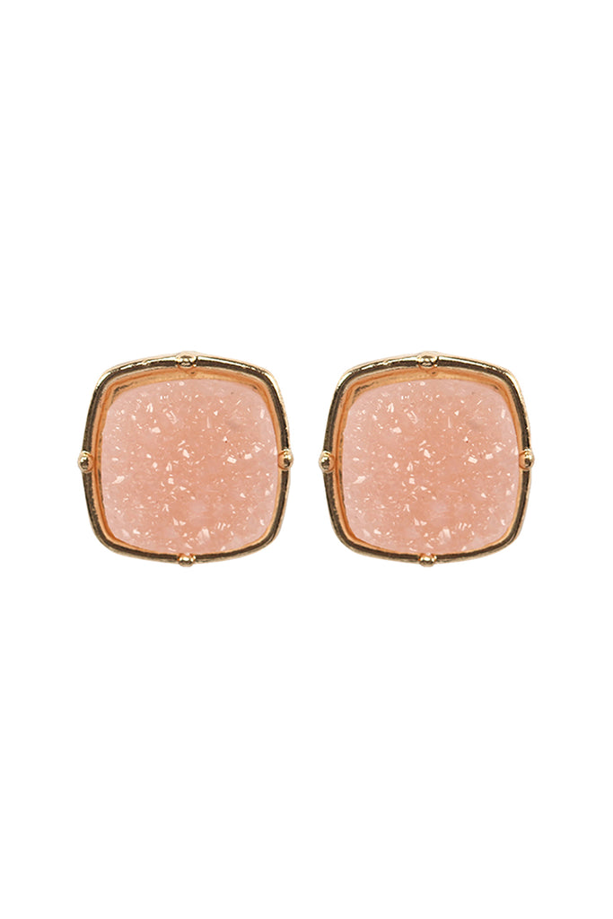 FE1919 - DRUZY POST SQUARE EARRINGS