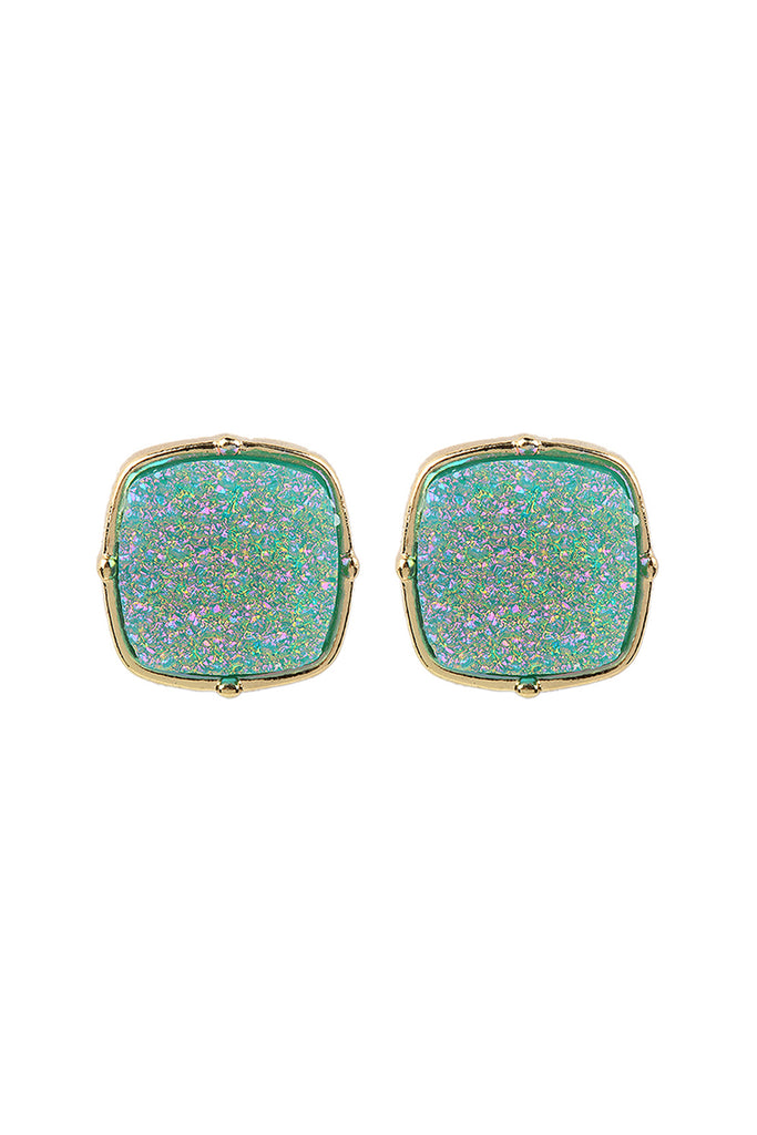 FE1919 - DRUZY POST SQUARE EARRINGS