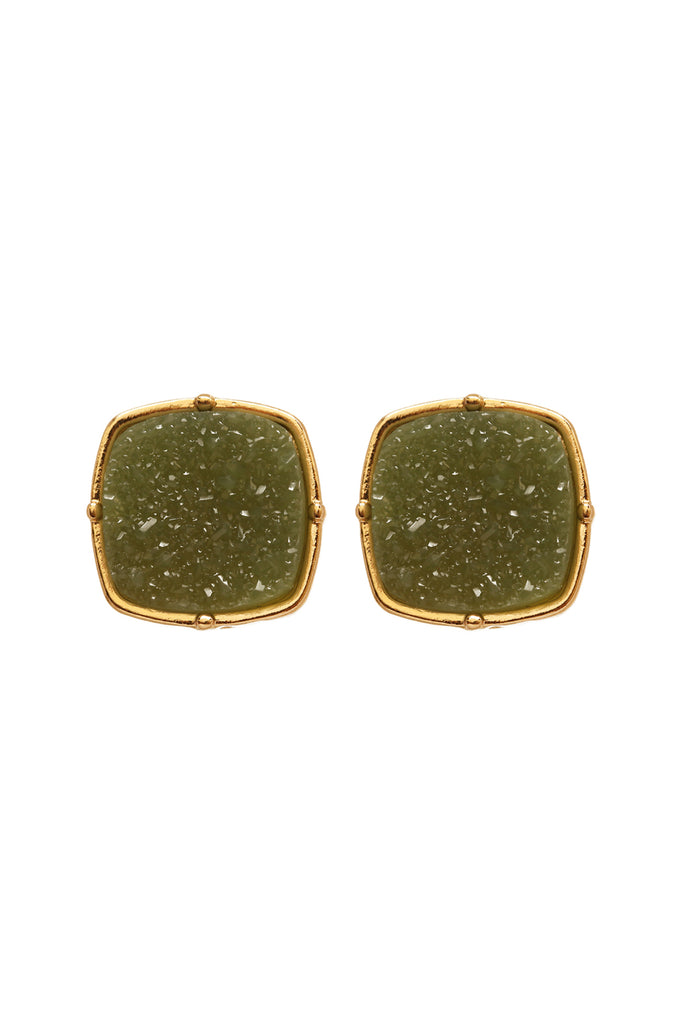 FE1919 - DRUZY POST SQUARE EARRINGS