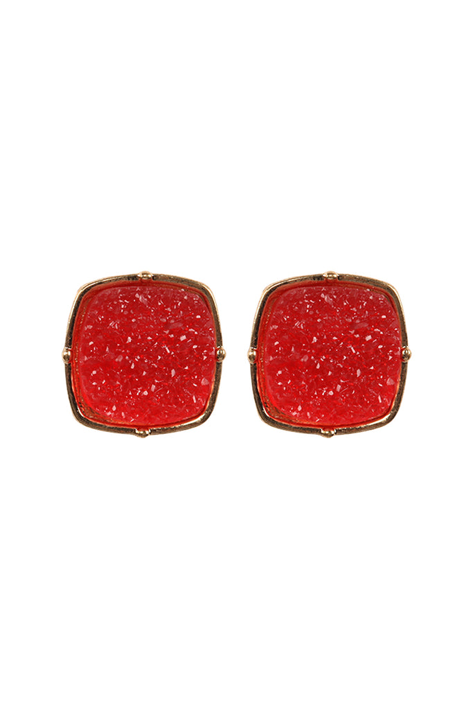 FE1919 - DRUZY POST SQUARE EARRINGS