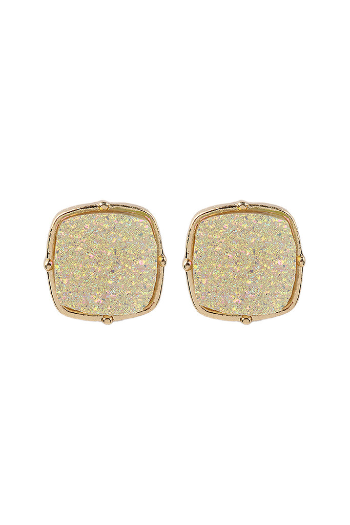 FE1919 - DRUZY POST SQUARE EARRINGS