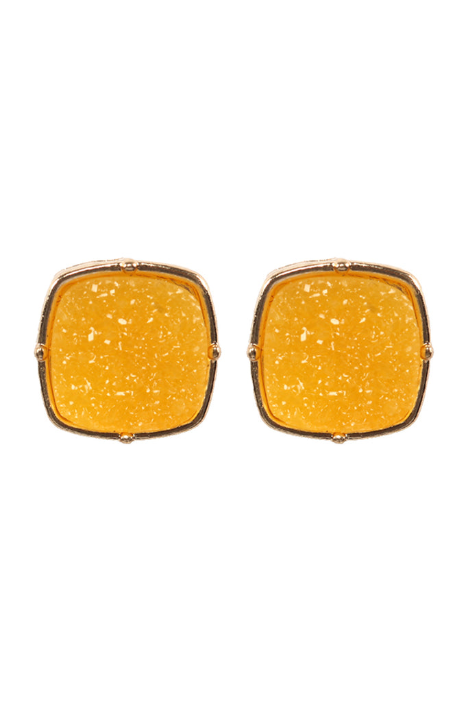 FE1919 - DRUZY POST SQUARE EARRINGS