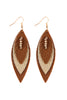 THREE LAYER FRINGE LEATHER MARQUISE EARRINGS